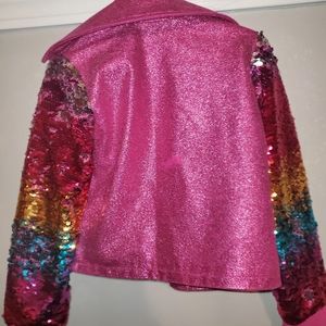 XS/S (4/5) Jojo Siwa Unicorn Girls jacket with sequin sleeves- gently worn